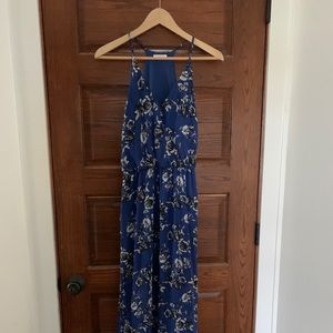 Blue floral racer back dress with lining